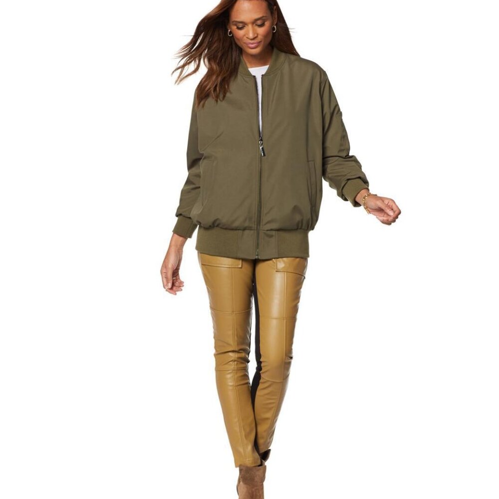 A by Adrienne Landau Khaki Reversible Faux Fur Hi-Tech Coat ( MEDIUM ) NWT $130 - Picture 3 of 3